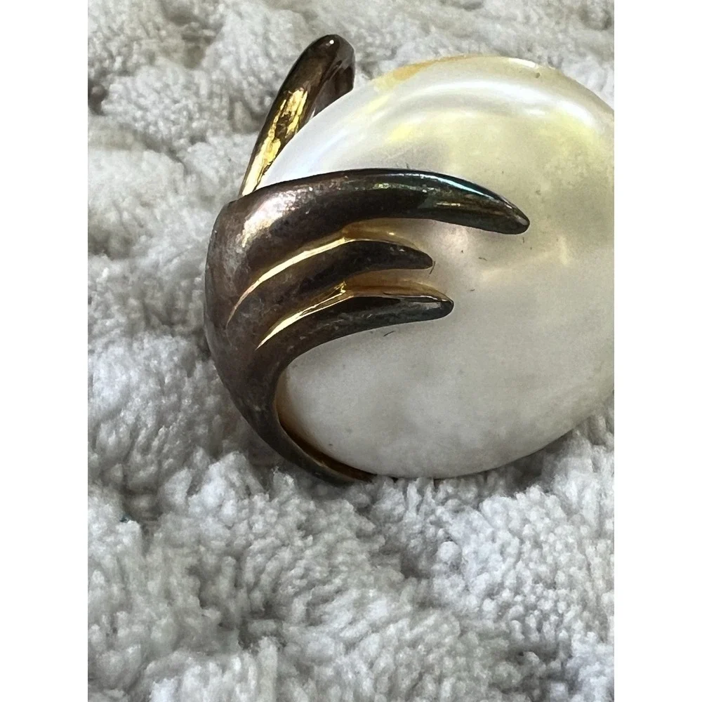 Vintage Pearl‎ Gold Scarf Ring